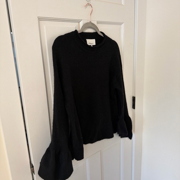3.1 Phillip Lim Classic Black Crew Neck Bell Sleeve Wool&Alpaca Sweater - Picture 2 of 8